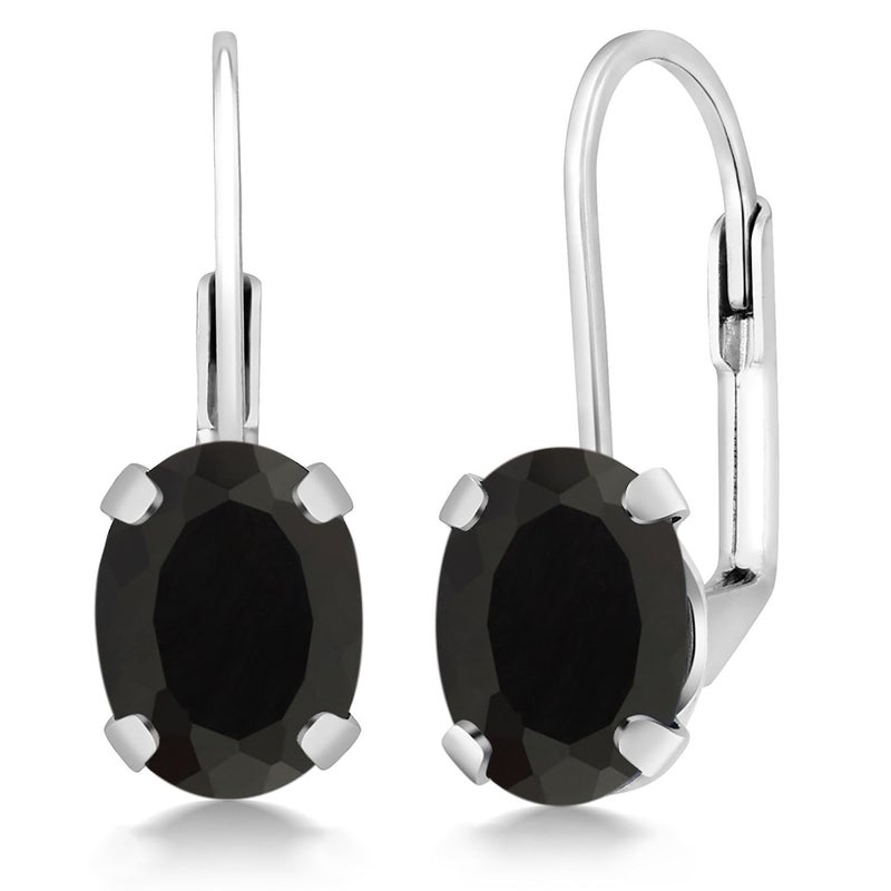Gem Stone King 8X6MM Oval Drop Dangle Earrings for Women | 925 Sterling Silver | Genuine Gemstone Birthstone Leverback Earrings | Fine Jewelry Gifts for Her Mom Women Wife - Image 1